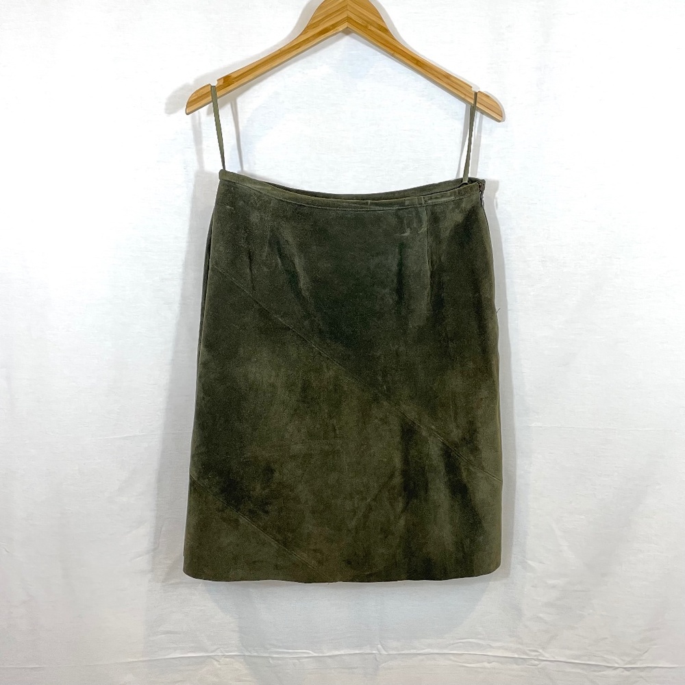 I.N.C. Dark Green Leather Suede Petite Skirt 8P